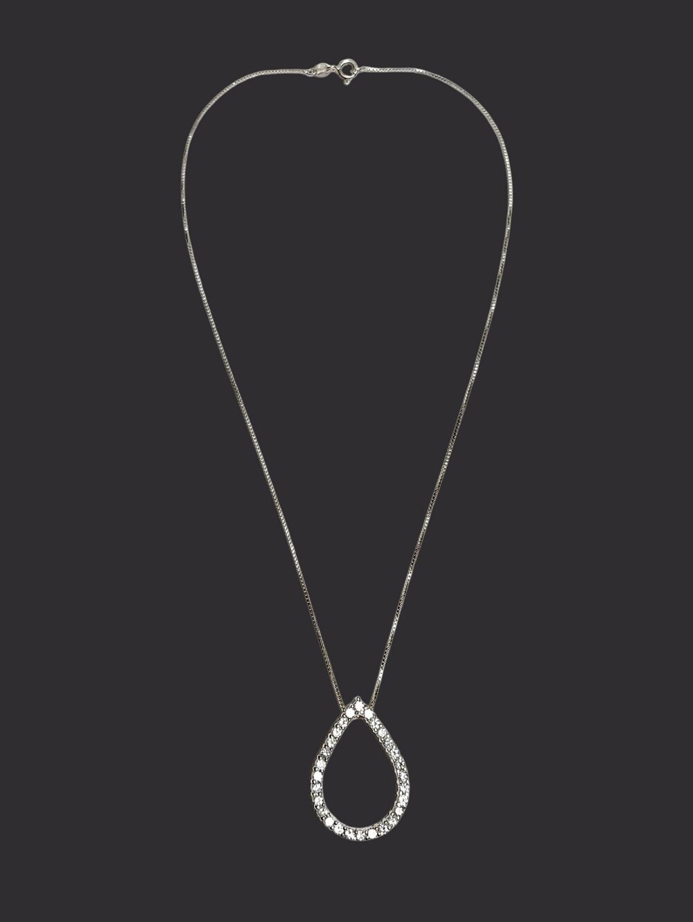 Silver Teardrop Pendant & Chain Necklace 18" - Picture 6 of 8